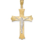 14k Two Tone Polished Satin D C Crucifix Cross Pendant