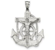 Sterling Silver Polished Mariner Crucifix Pendant