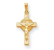 14k INRI Hollow Crucifix Pendant