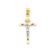 14K Two tone INRI Crucifix Pendant