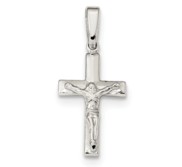 Sterling Silver Polished   Textured Crucifix Pendant