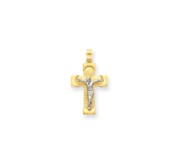 14k Two tone Crucifix Pendant