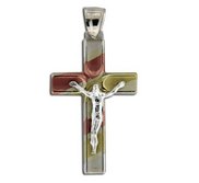 Sterling Silver Tri color Crucifix Cross Pendant