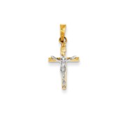 14k Two tone INRI Hollow Crucifix Pendant