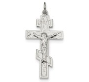 Sterling Silver Polished Eastern Orthodox Cross Pendant