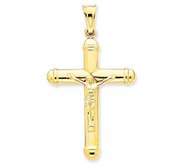 14k Gold Reversible Hollow Crucifix  Cross Pendant