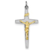 Sterling Silver Rhodium plated   Vermeil INRI Crucifix Charm