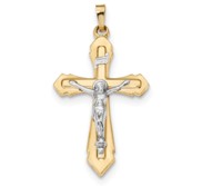 14k Two tone Polished INRI Crucifix Pendant