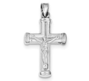 Sterling Silver Rhodium plated Hollow Latin Crucifix Pendant