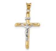 14k Two Tone Polished Jesus Crucifix Pendant