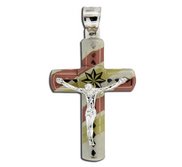 Sterling Silver Tri color Crucifix Cross Pendant