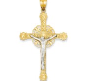 14k Two tone Celtic Crucifix Pendant