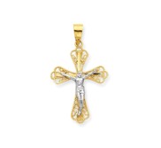 10k   Rhodium Filigree Crucifix Pendant