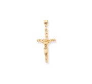 10k Solid Polished Crucifix Pendant