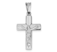 Sterling Silver Rhodium plated Hollow Latin Crucifix Pendant