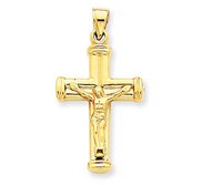 14k Yellow Gold Reversible Hollow Crucifix  Cross Pendant