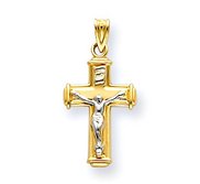 14k Two tone INRI Crucifix Pendant