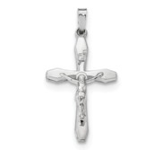 14k White Gold Polished INRI Crucifix Pendant