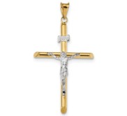 14k Two Tone Polished Jesus Crucifix Pendant