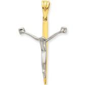 14K Two tone Crucifix Charm