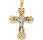 14k Tri color Crucifix Cross Pendant