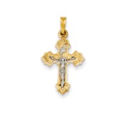 14k Two tone INRI Hollow Crucifix Pendant