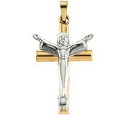 TWO TONE RISEN CHRIST CRUCIFIX PENDANT