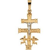 TWO TONE CARA VACA CROSS PENDANT