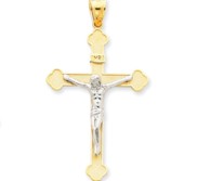 14k Two tone INRI Crucifix Pendant