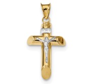 14k Two Tone Polished Crucifix Pendant