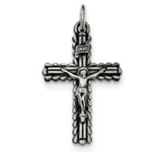 Sterling Silver Antiqued and Brushed INRI Crucifix Pendant