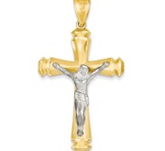 14k Two tone Crucifix Pendant