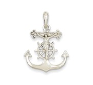 14k White Gold Mariner  s Cross Pendant