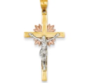 14k Tri color Crucifix Pendant