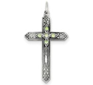 Sterling Silver August Birthstone Cross Pendant