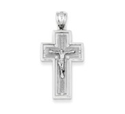 14k White Gold Polished Crucifix Pendant