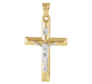 Unisex Solid 14k Yellow Gold Crucifix Necklace