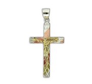 Sterling Silver Tri color Crucifix Cross Pendant