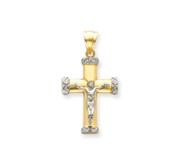 14k Two tone Crucifix Pendant