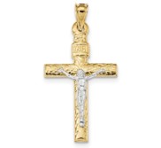 14k Two Tone Crucifix Pendant