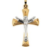 TWO TONE CHRIST IS RISEN CRUCIFIX PENDANT