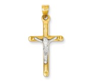 14k Two tone Hollow Crucifix Pendant