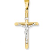 14k Two tone Hollow Crucifix Pendant