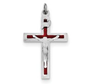 Sterling Silver Rhodium plated Enameled Crucifix Pendant