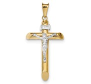 14k Two Tone Polished Crucifix Pendant