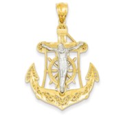 14k Two tone Mariner  s Cross Pendant