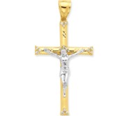 10k   Rhodium CZ Crucifix Pendant