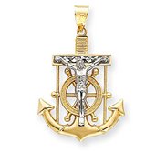 14K Two Tone Gold Mariner s Cross Pendant