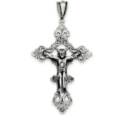 Sterling Silver Antiqued Large INRI Crucifix Pendant