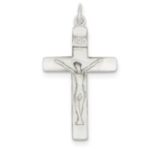 Sterling Silver Satin INRI Crucifix Pendant